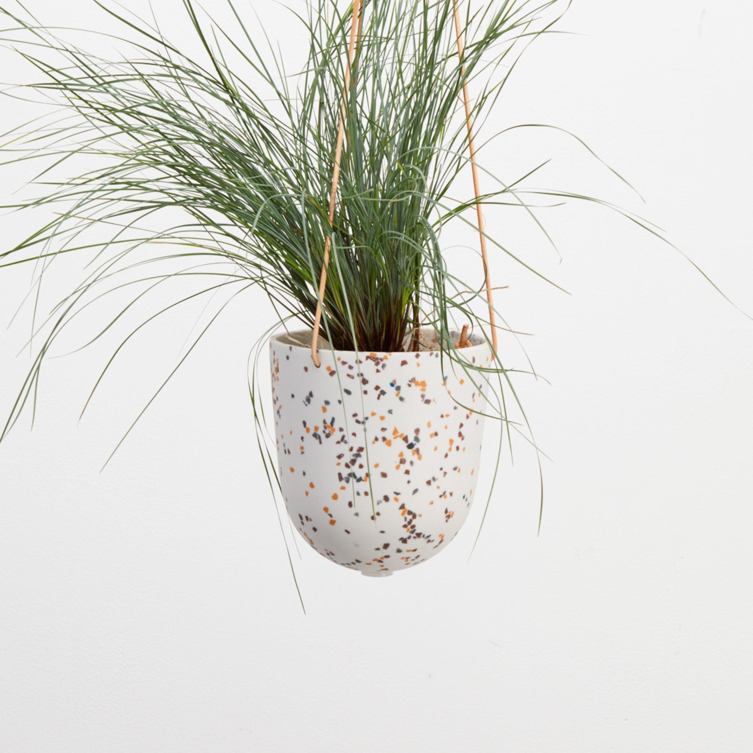White Terrazzo Hanging Pot - Capra Designs