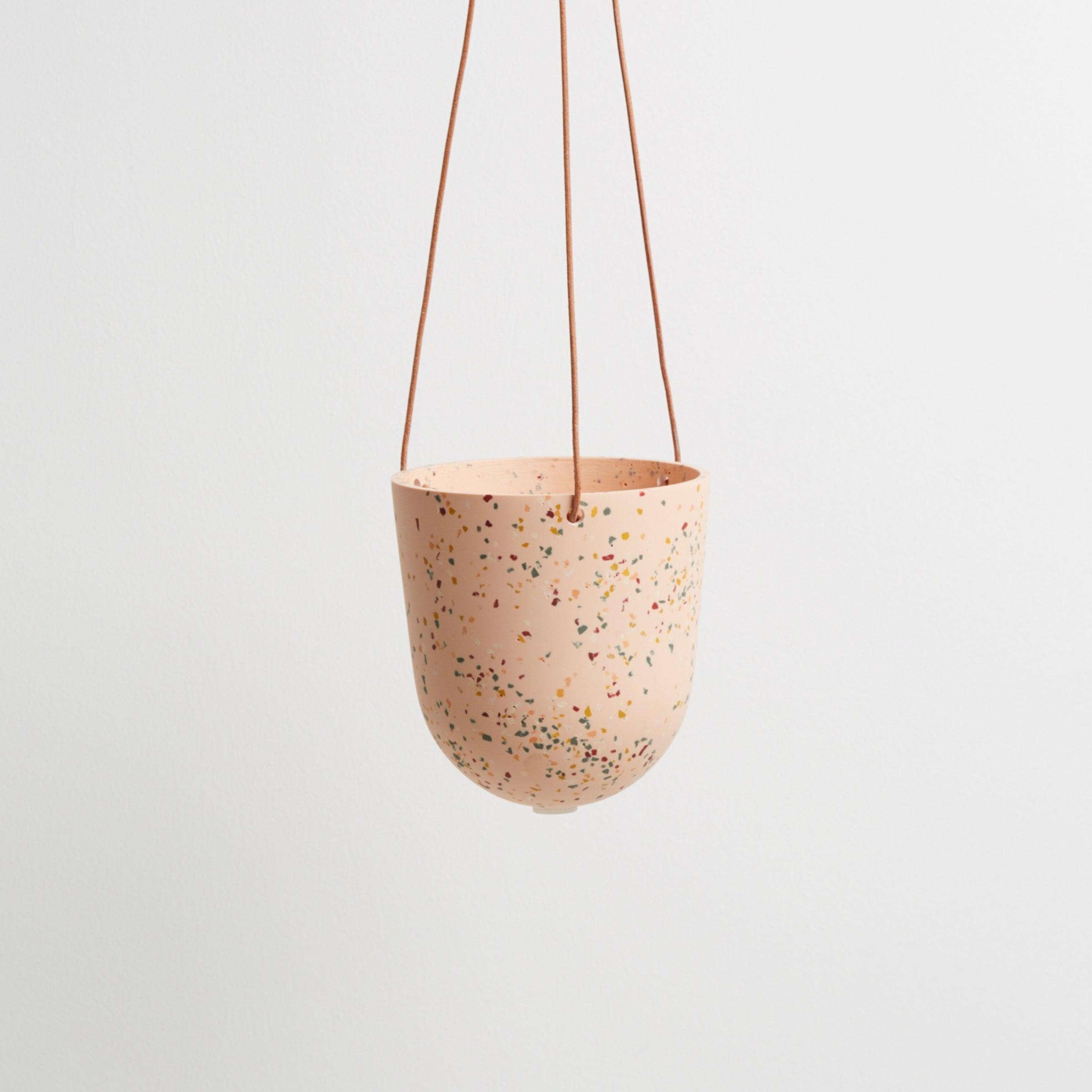 salt terrazzo hanging pots