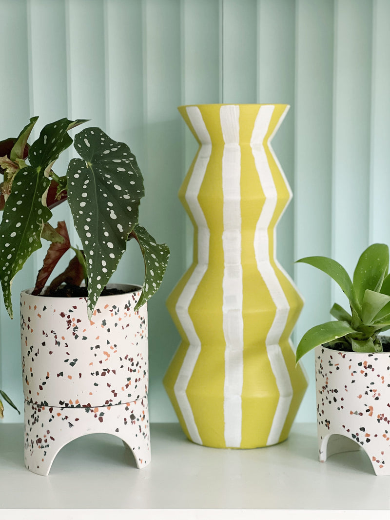 White terrazzo plant pots | Capra Designs