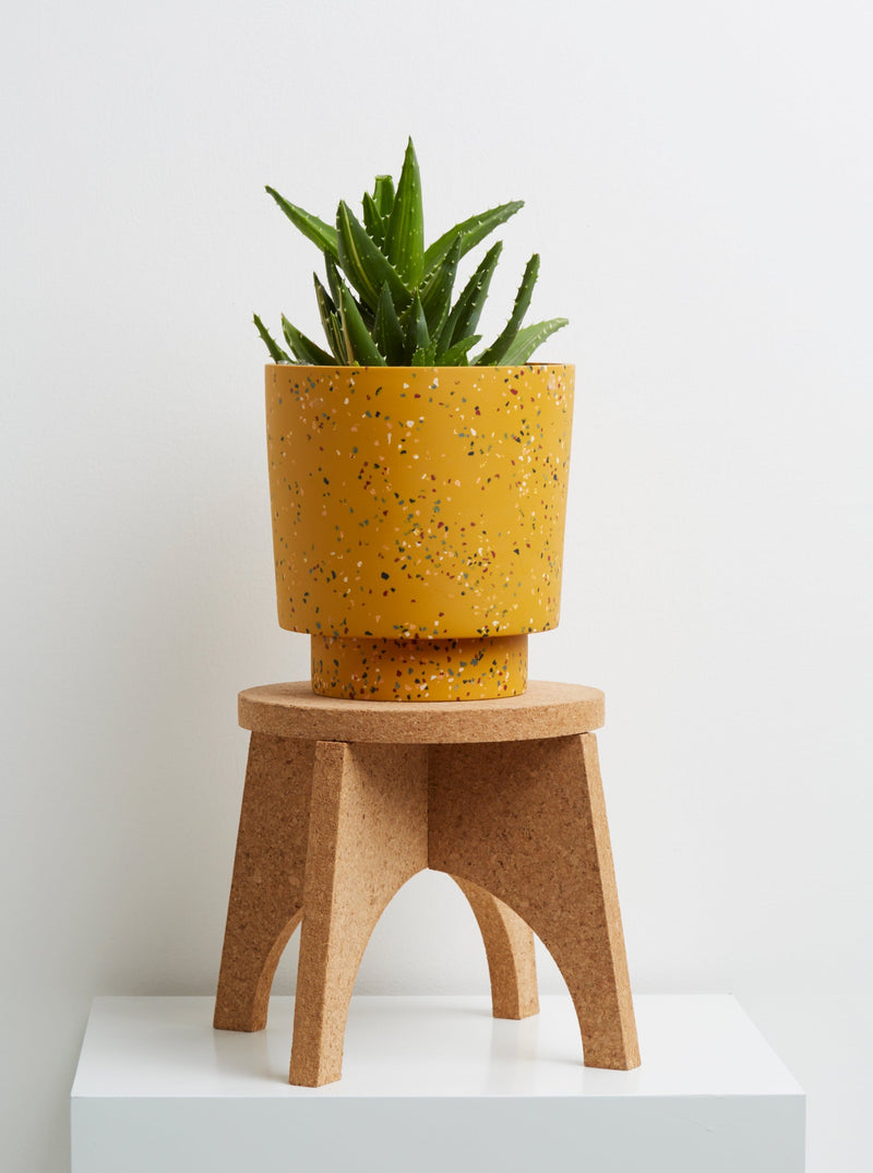 Golden Terrazzo plant pot with stand