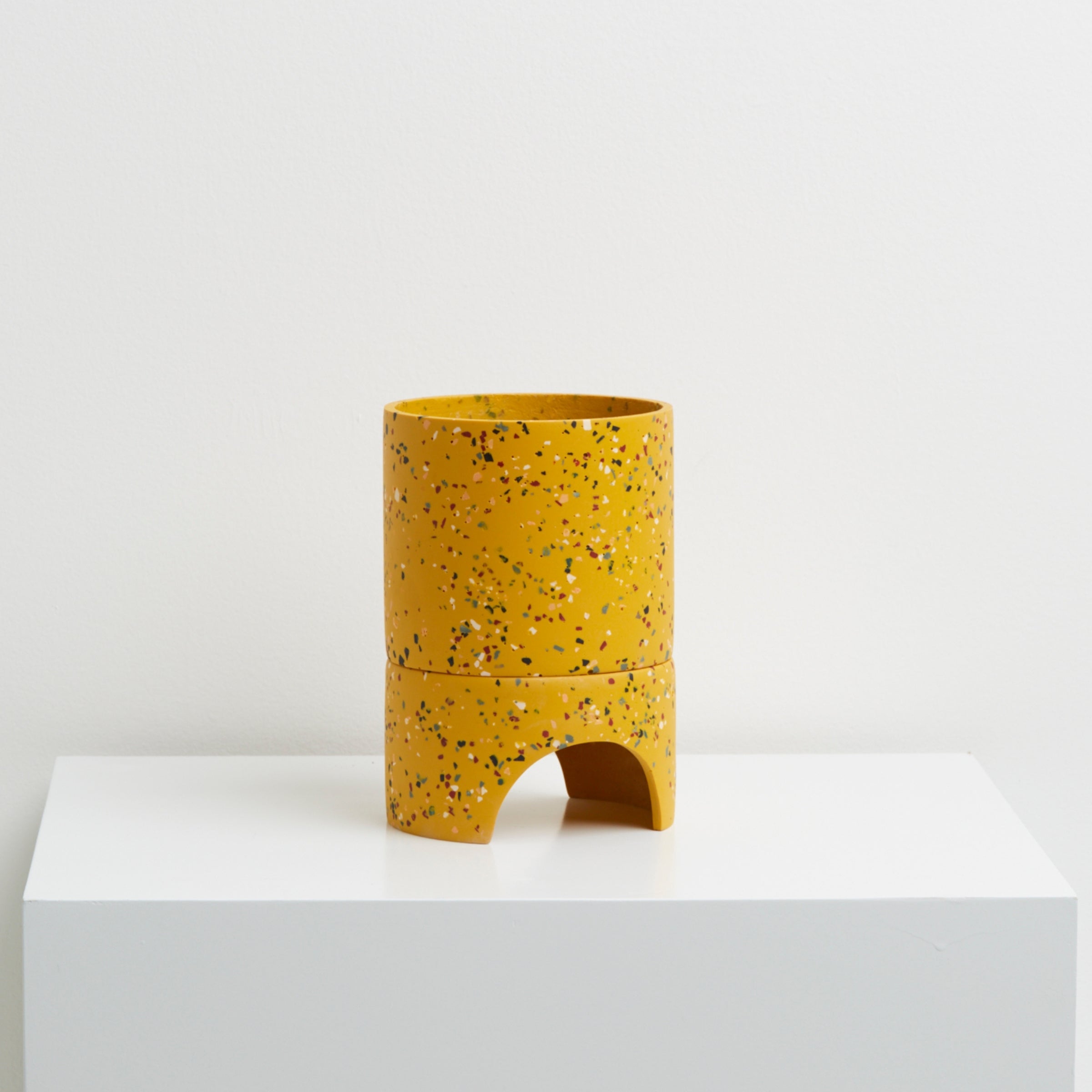 yellow indoor terrazzo pot