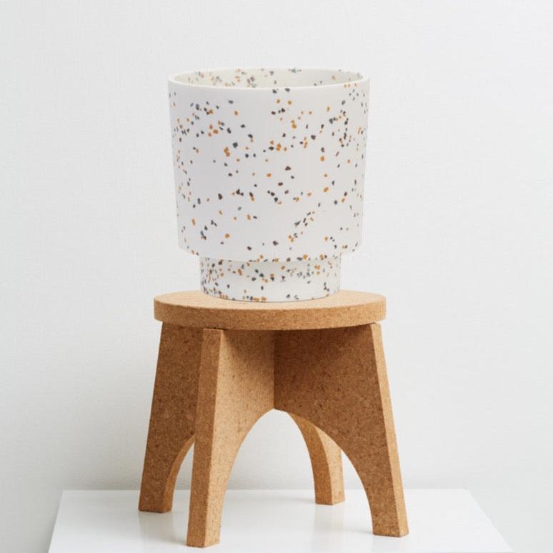 White Terrazzo pot with stand
