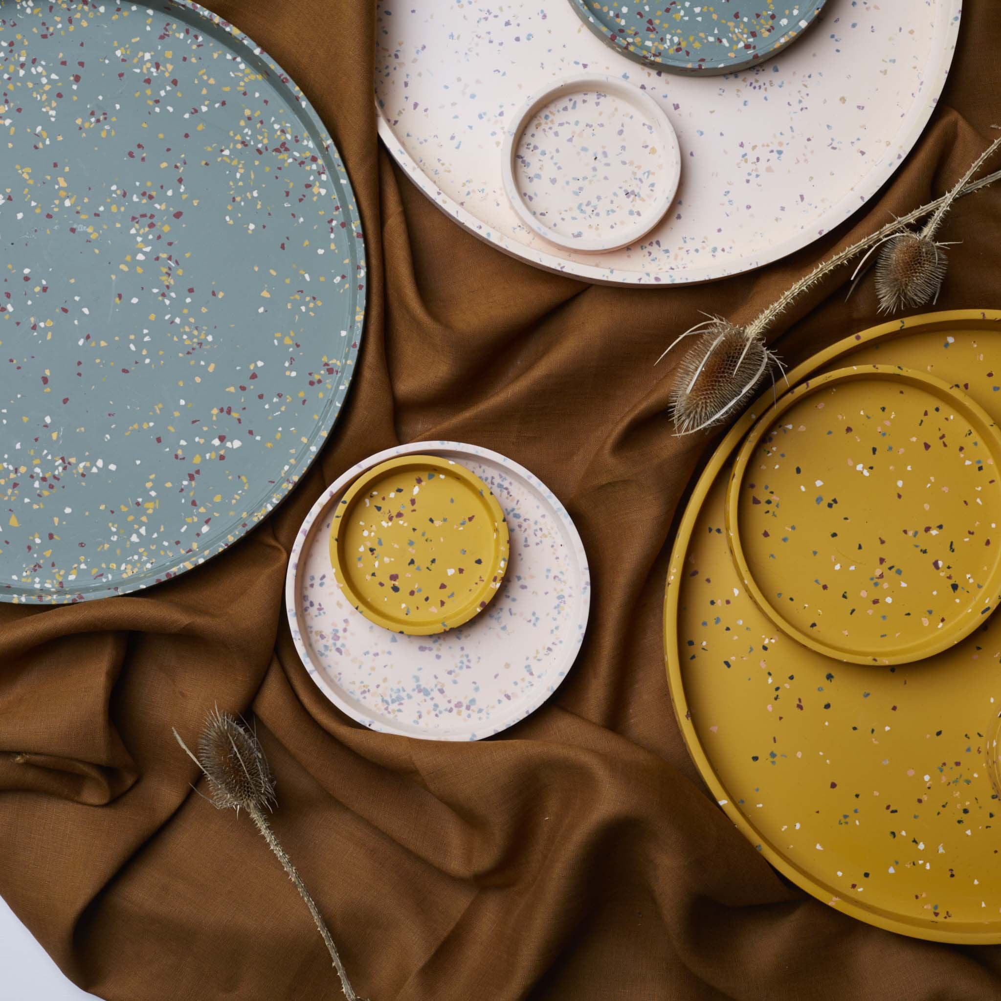 decorative terrazzo tray set