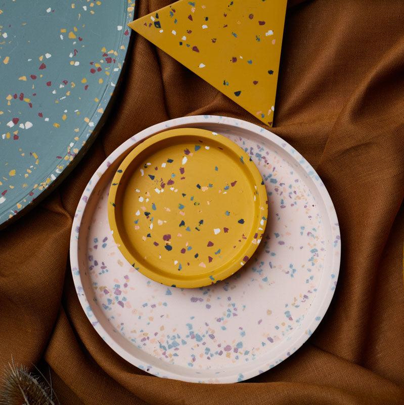 golden terrazzo tray set