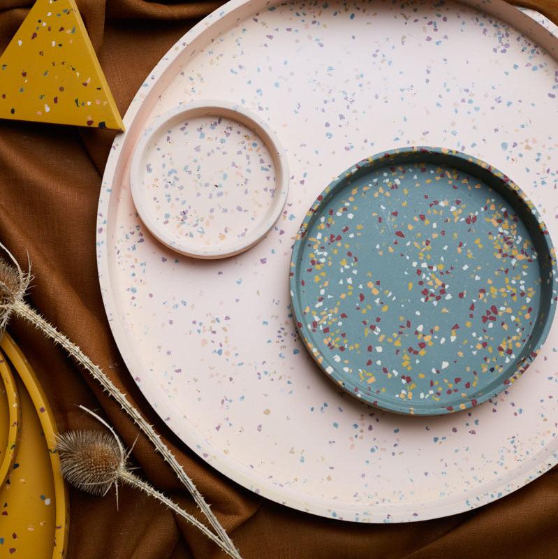 decorative terrazzo tray set