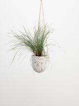 white terrazzo hanging pots with plant